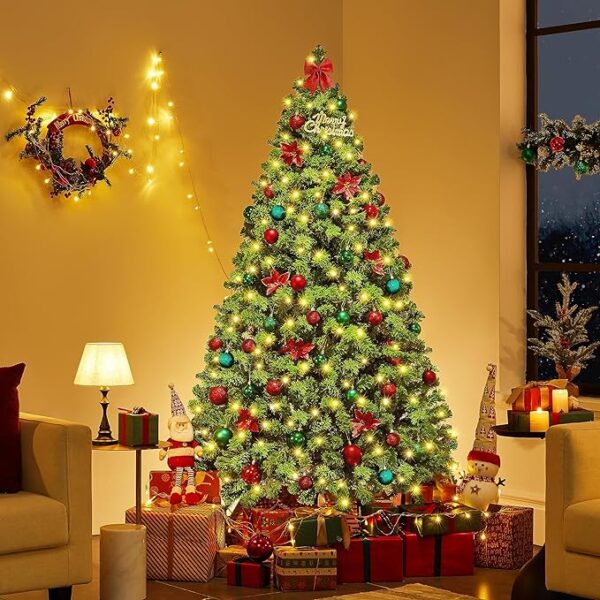 6ft Pre-lit Artificial Christmas Tree Full Prelighted Xmas Tree - Christmas Decorations
