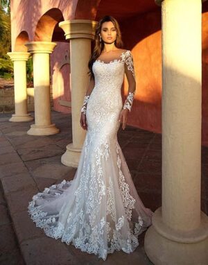 Wedding Dresses for Bride Long Sleeve Lace Boho Bridal Gowns for Women