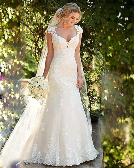 Women's Floral Beaded Mermaid Wedding Dresses