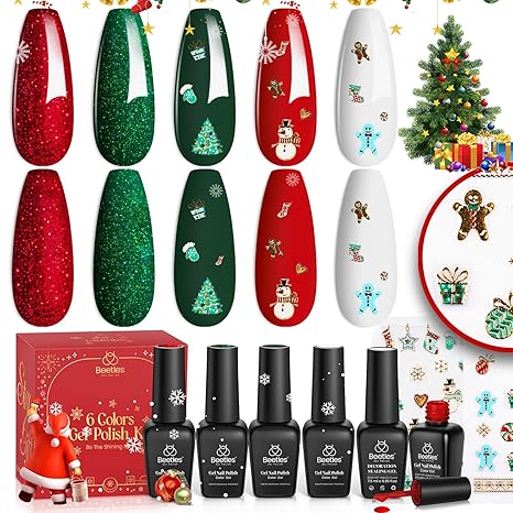 Christmas Nails: Beetles Christmas Nail Polish Set with Festive Stickers