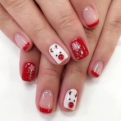 Christmas Nails: Rudolph and Snowflake Christmas Nail Art