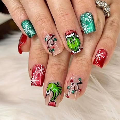 Christmas Nails: Grinch-Inspired Christmas Nail Art