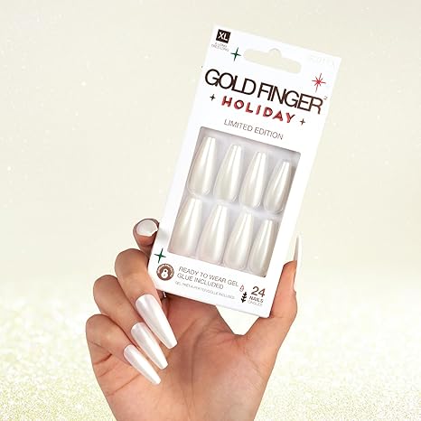 Christmas Nails: Gold Finger Holiday Press-On Nails