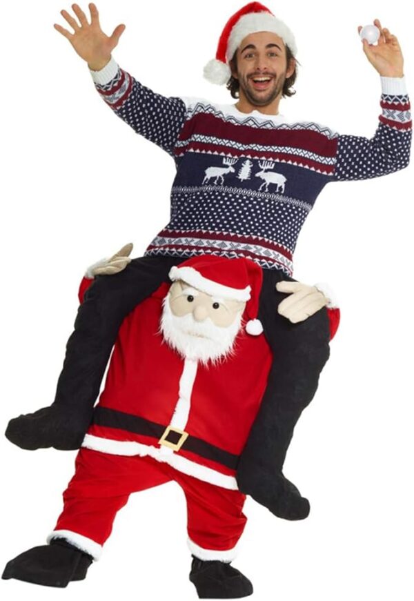 Christmas Outfits Men: Santa Piggyback Christmas Sweater