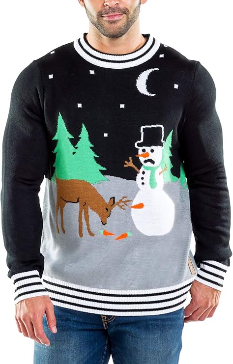 Christmas Outfits Men: Snowman and Reindeer Christmas Sweater