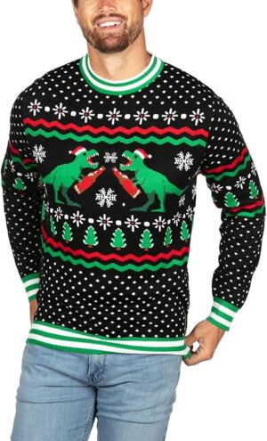 Christmas Outfits Men: T-Rex Christmas Sweater