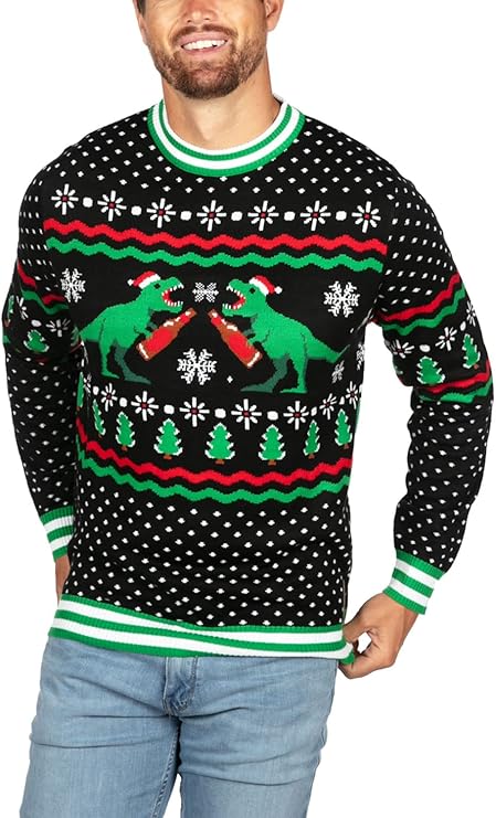 Christmas Outfits Men: T-Rex Christmas Sweater