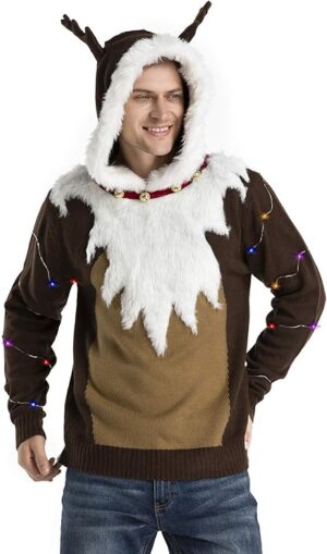 Christmas Outfits Men: Reindeer Christmas Hoodie Sweater