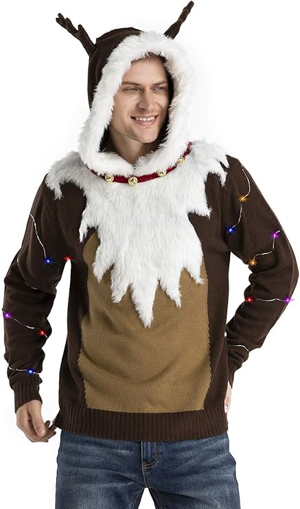Christmas Outfits Men: Reindeer Christmas Hoodie Sweater