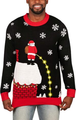Christmas Outfits Men: Santa Peeing Christmas Sweater