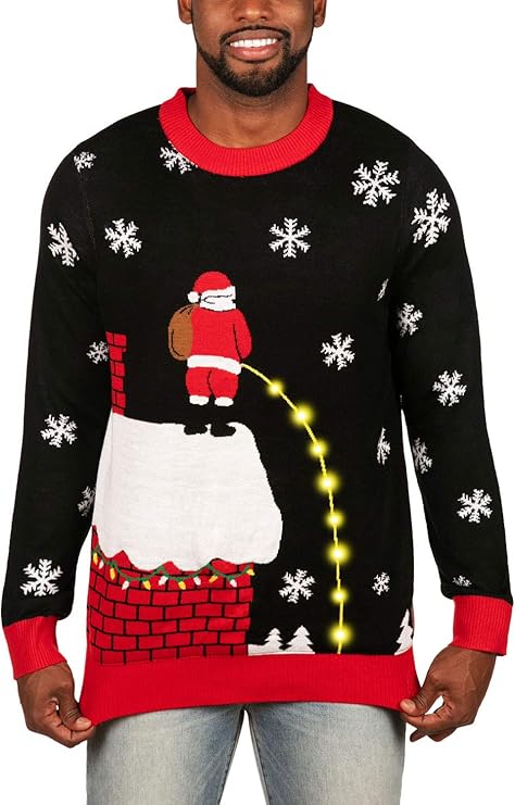 Christmas Outfits Men: Santa Peeing Christmas Sweater