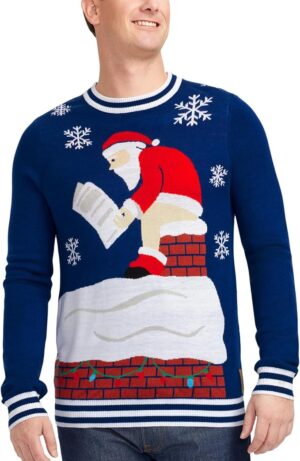 Christmas Outfits Men: Santa on Chimney Christmas Sweater