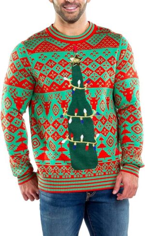 Christmas Outfits Men: Christmas Tree Lights Sweater