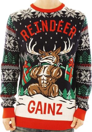 Christmas Outfits Men: Reindeer Gainz Christmas Sweater