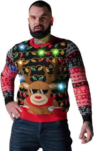 Christmas Outfits Men: Light-Up Reindeer Christmas Sweater
