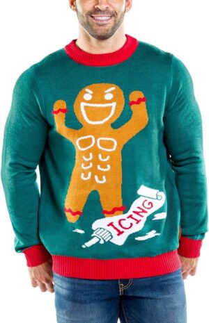 Christmas Outfits Men: Muscular Gingerbread Man Christmas Sweater