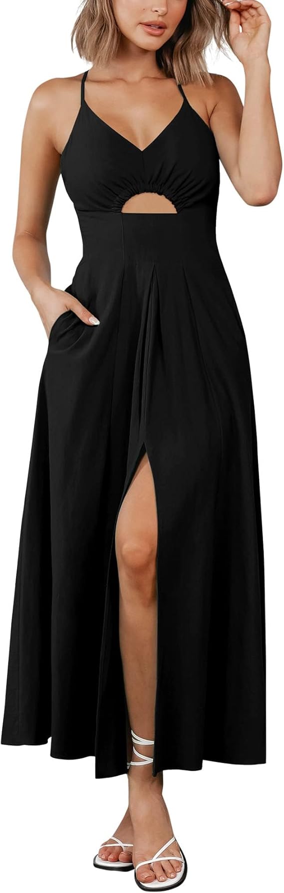 Spring Outfits: Black Spring Maxi Dress with Side Slit