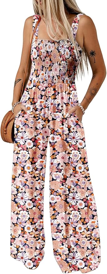 Floral Print Smocked Jumpsuit for Spring